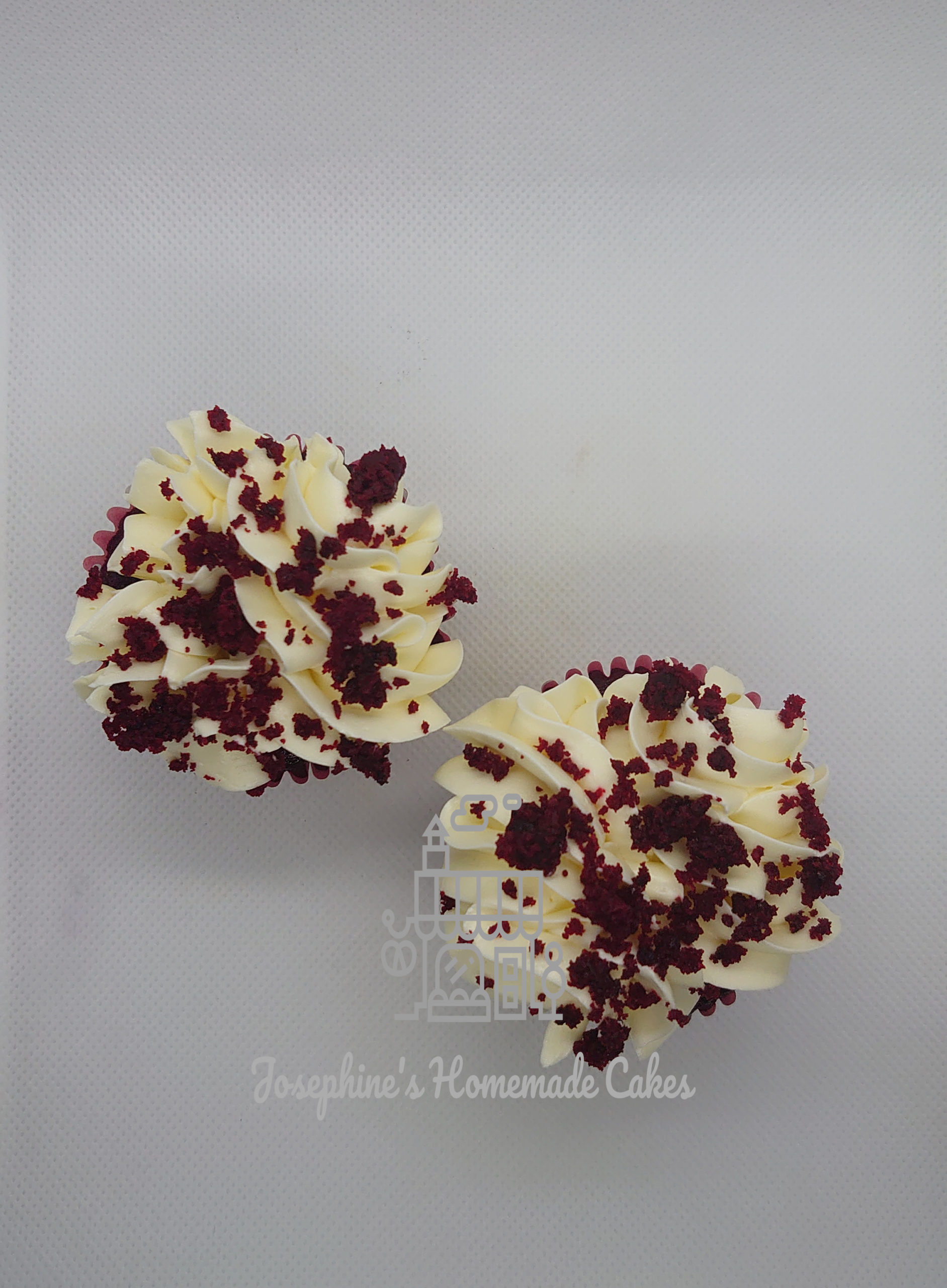 Red velvet Cupcakes above